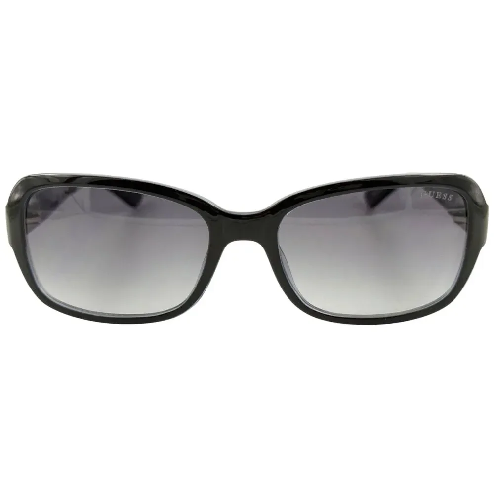 Guess GU7474 Womens Plastic Sunglass 01B Shiny Black 56-18 Gray Gradient w Case